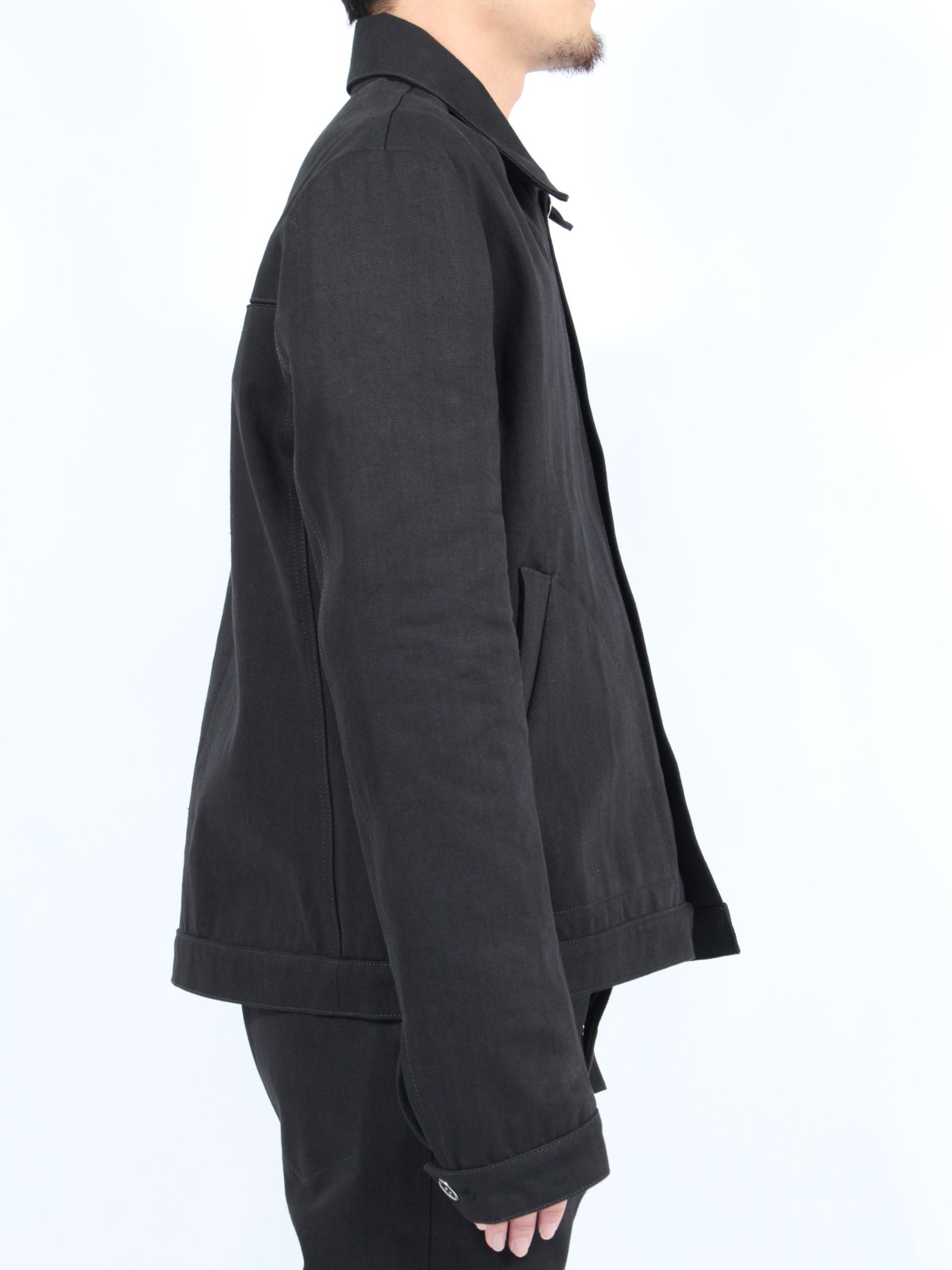 【24AW】スプリット レイヤー バック デニムジャケット / SPLIT LAYER BACK DENIM JACKET / オフブラック