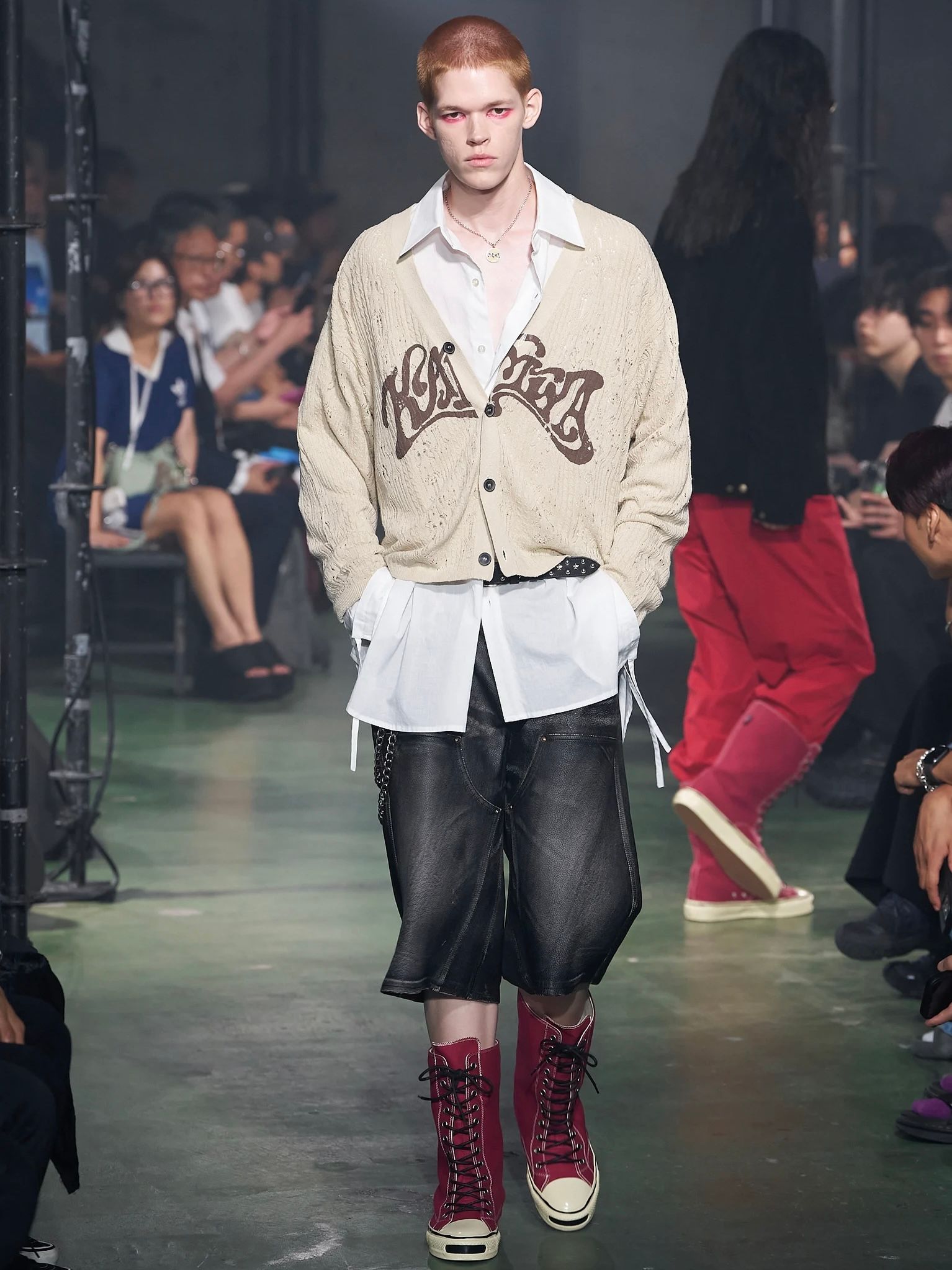 【26SS】ウェービー カミヤ プリンテッド シルクレース ニット カーディガン / "WAVY KAMIYA" PRINTED SILK LACE KNIT CARDIGAN / ベージュ