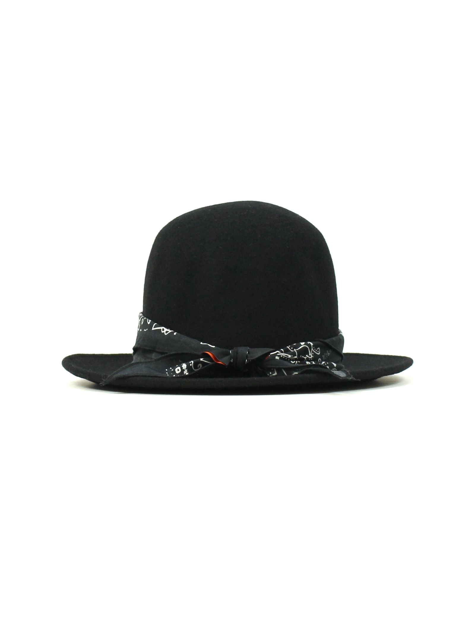 バンダナ&バッジ ハット / BLACK HAT WITH EMBROIDERY / ブラック