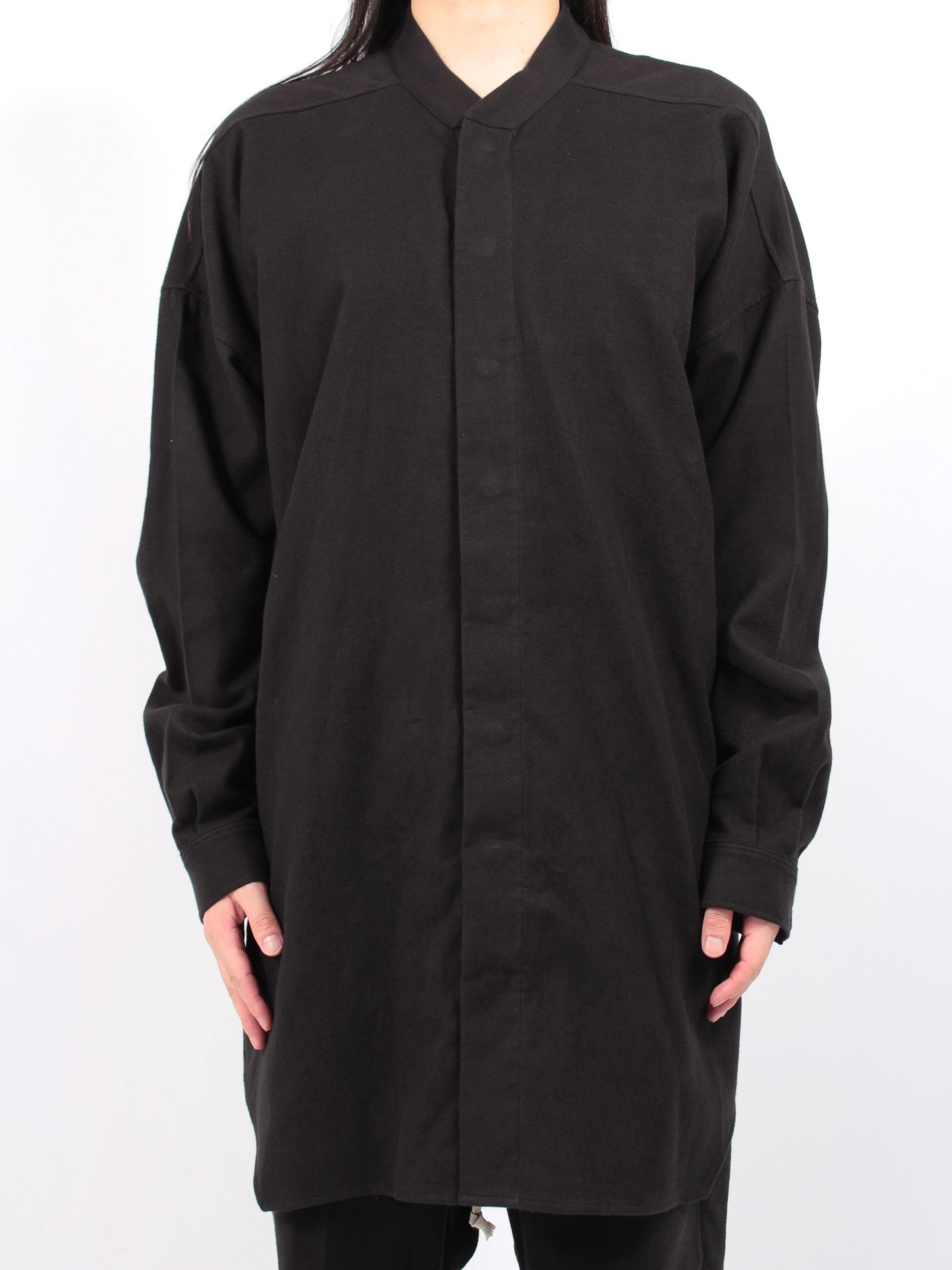 RICK OWENS - 【24AW】オーバーサイズ スナップ カラー ファウン シャツ / OVERSIZED SNAP COLLAR FAUN  SHIRT / ブラック | STORY