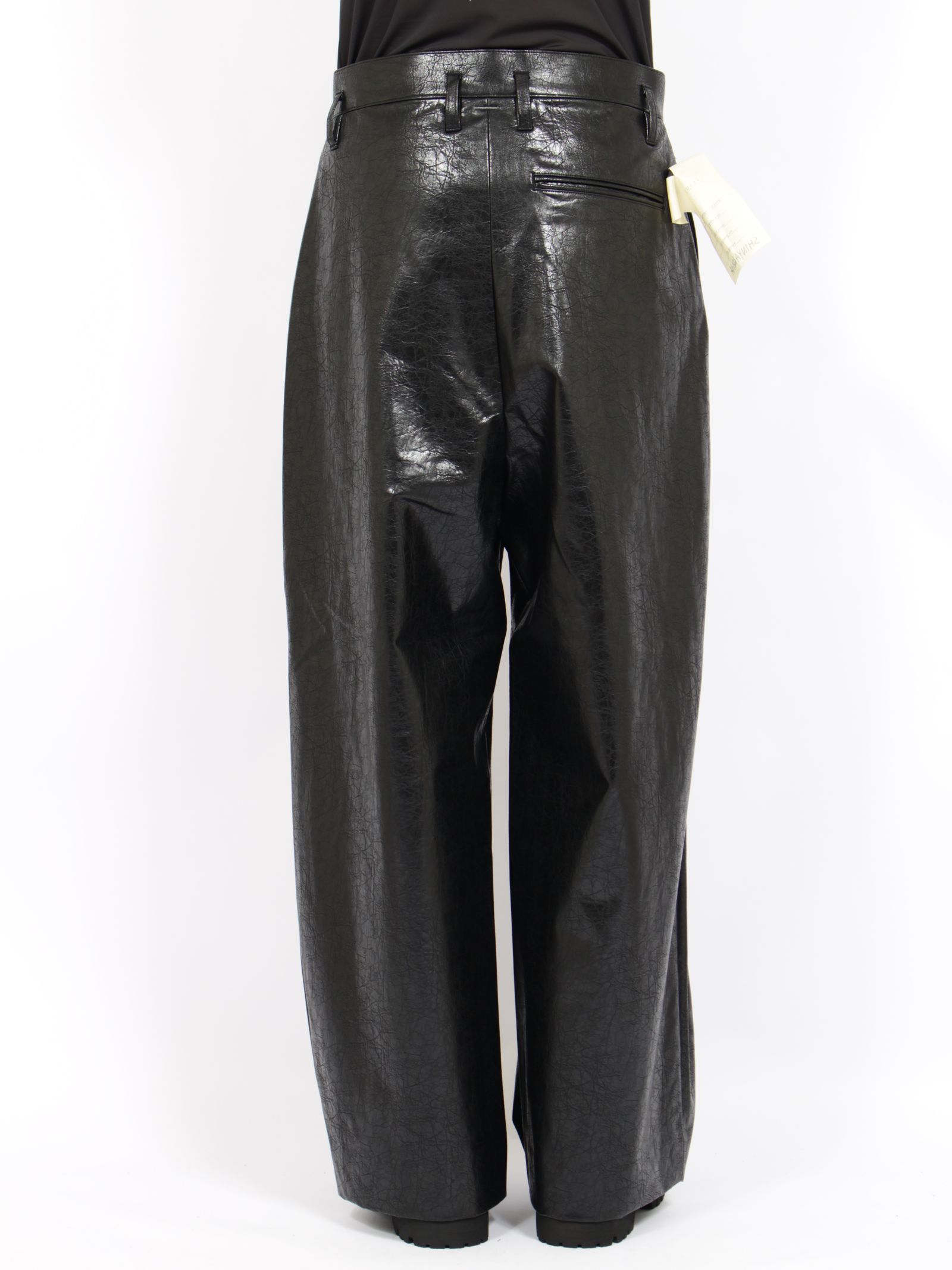 【定番】ディアー バギーパンツ シンセティックレザー synthetic leather / DEAR, BAGGY / ブラック