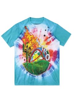 バックプリントワールドスマイル タイダイTシャツ / TRAVIS SCOTT ASTROWORLD SMILY TEE / グリーン × マルチカラー