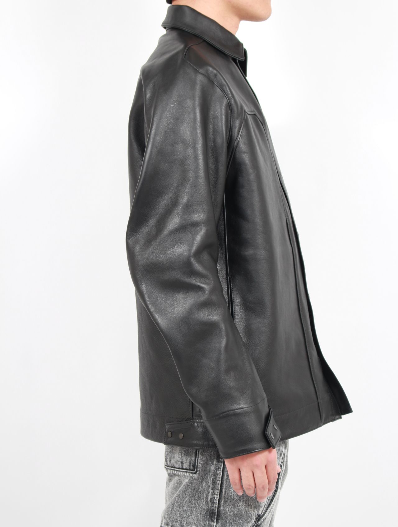 【25SS】6ポケット パネル レザー ワークジャケット / 6 POCKET PANEL LEATHER WORK JKT / ブラック