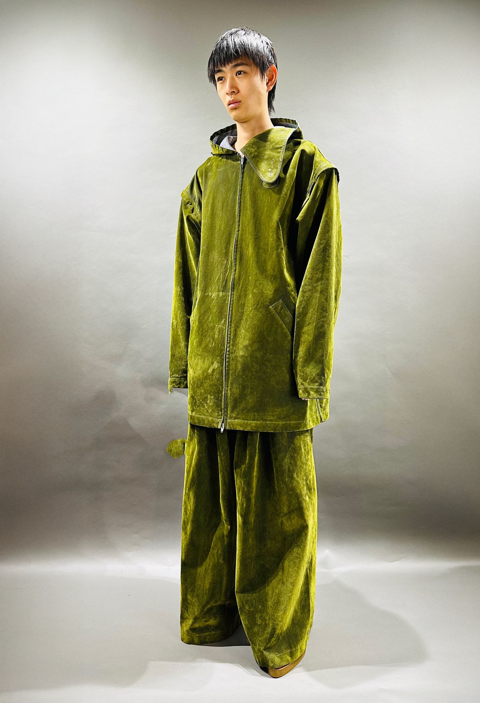 【25AW】フロッキー加工 カバード デニム フーディー コート / COVERED DENIM HOODIE - Coat / イエロー