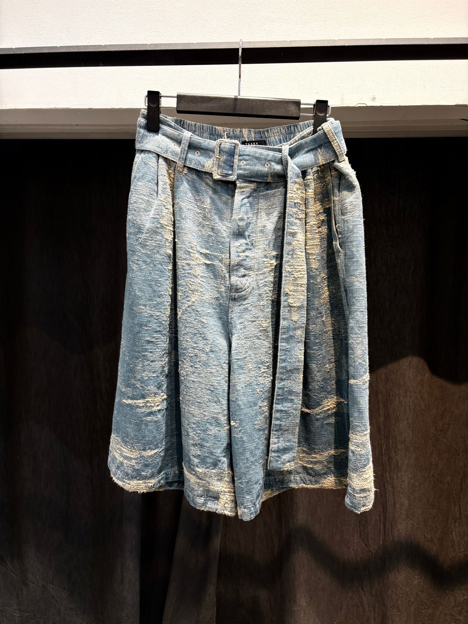 【27SS】ベルテッド デニム ショーツ ジャガードデニム ハーフパンツ / BELTED DENIM SHORTS / INDIGO BLEACH (インディゴ ブリーチ)