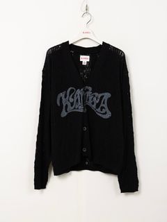 【26SS】ウェービー カミヤ プリンテッド シルクレース ニット カーディガン / "WAVY KAMIYA" Printed Silk Lace Knit Cardigan / ブラック
