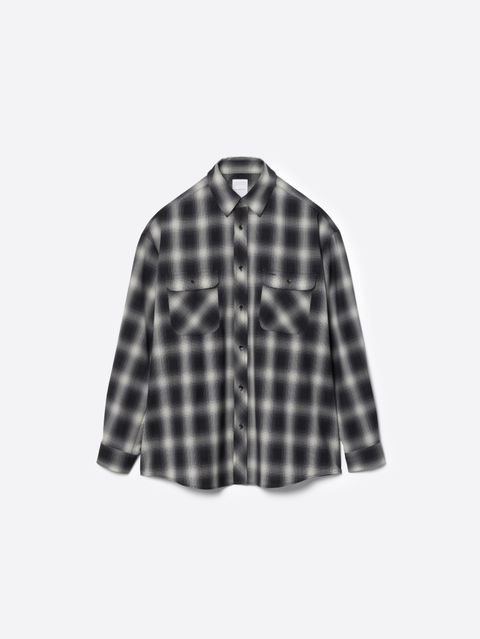 【26AW】ウォッシャブル ウール チェック シャツ / WASHABLE WOOL OMBRE CHECK SHIRTS .16 / GRAN BLACK(ブラック)