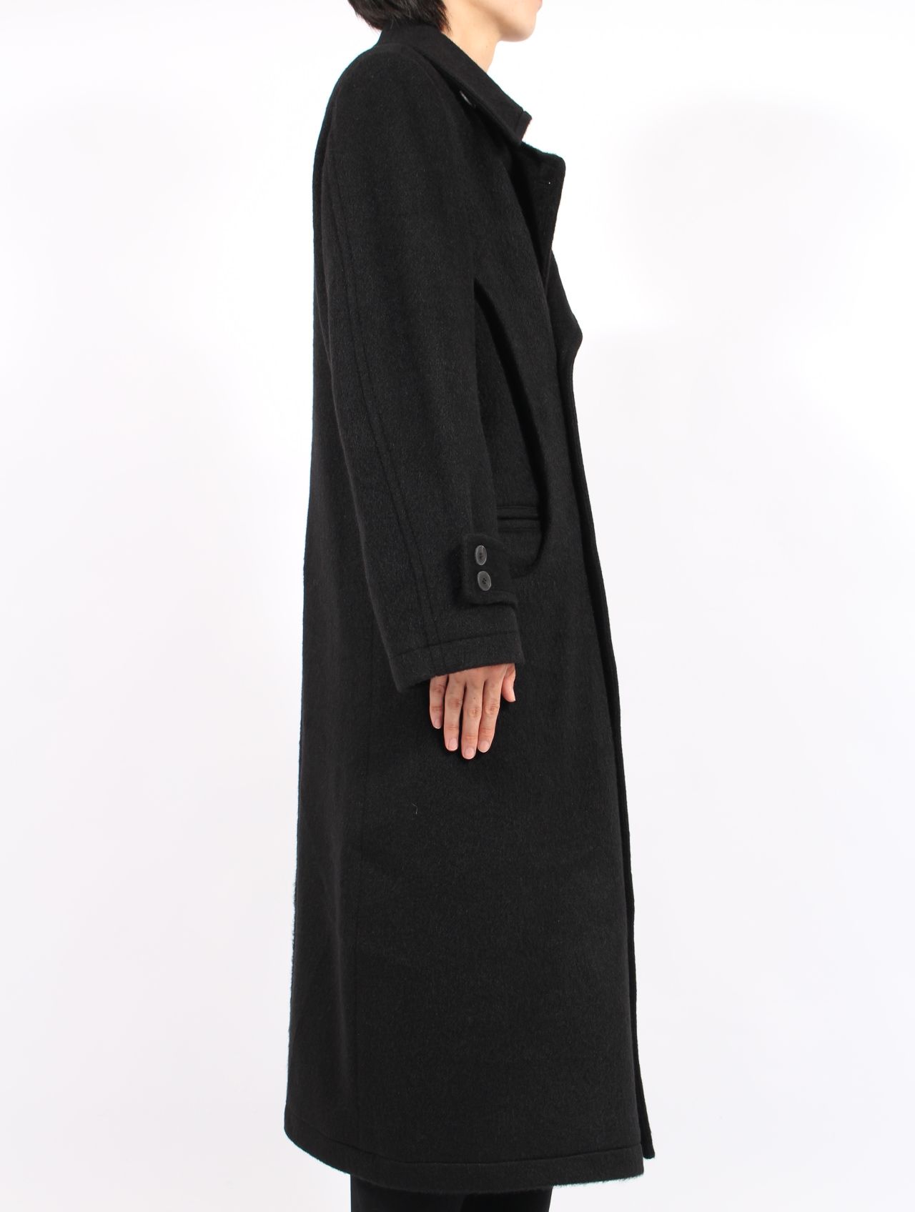 【25AW】 ダブル ブレステッド コート / DOUBLE BREASTED COAT / BLACK(ブラック)