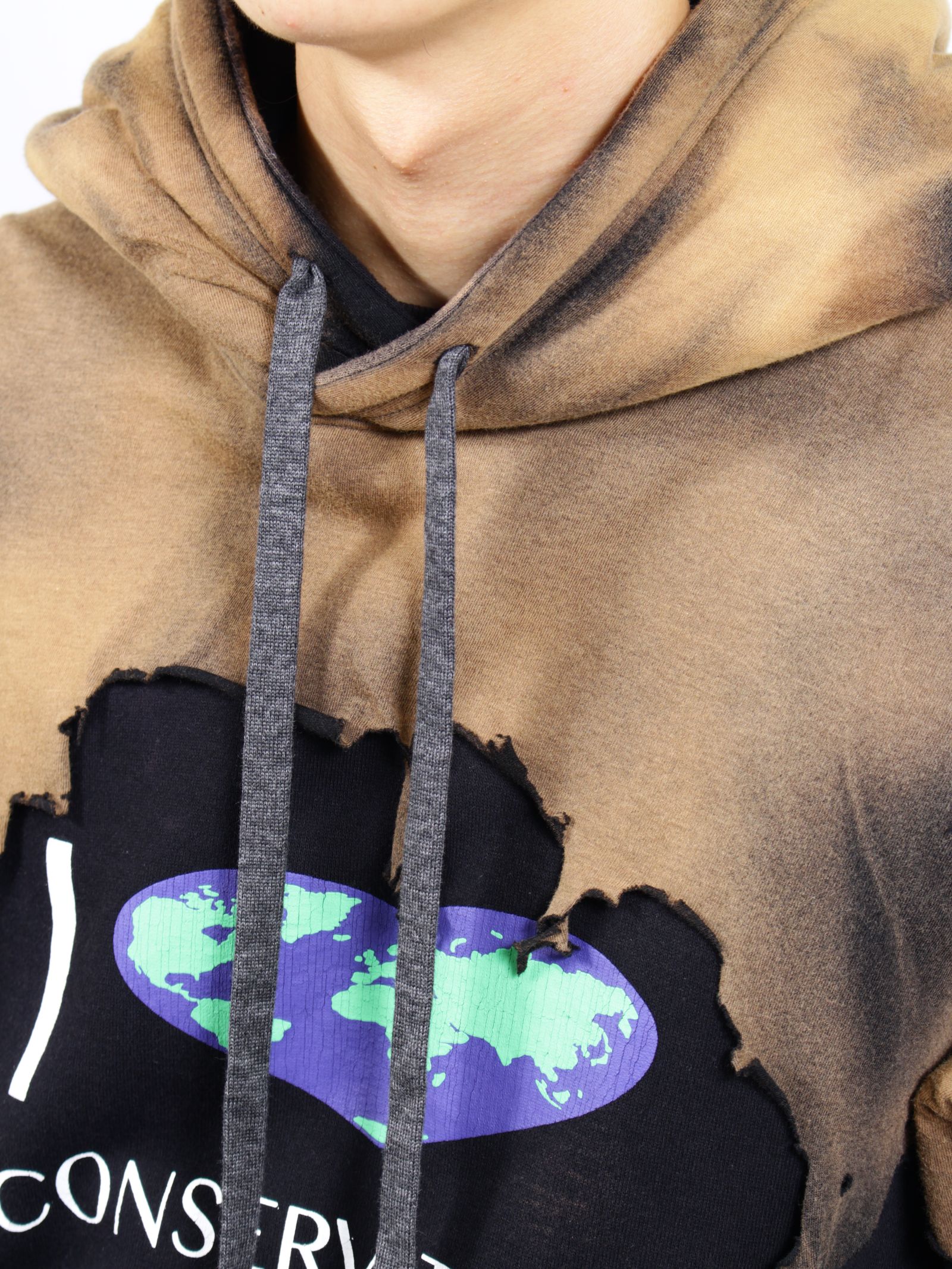 【26AW】ヒドゥン コンサバティブ フーディー ダメージ加工 2重 パーカー /  HIDDEN CONSERVATIVE HOODIE / ブラック