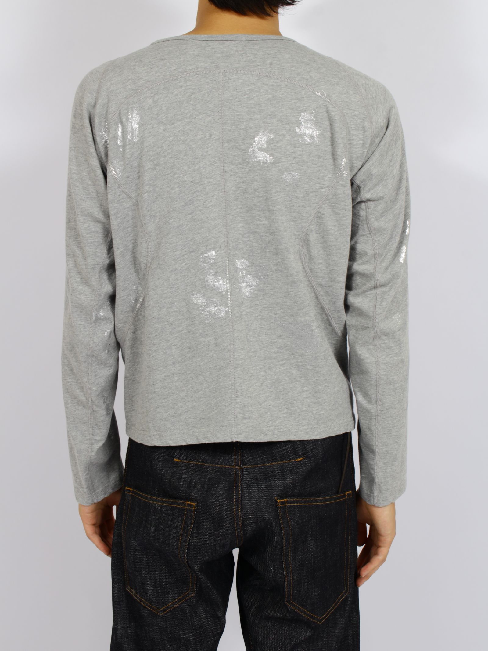 【26AW】フォイル プリント スプラッター ロング スリーブ Tシャツ 銀箔 長袖 カットソー / FOIL PAINT SPLATTER LONG SLEEVE T-SHIRT / HEATHER GRAY(グレー)