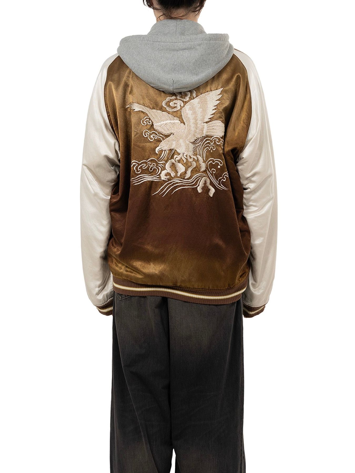 【25AW】リバーシブル フーディー レイヤード スーベニア ジャケット / SOUVENIR JACKET / ブラウン