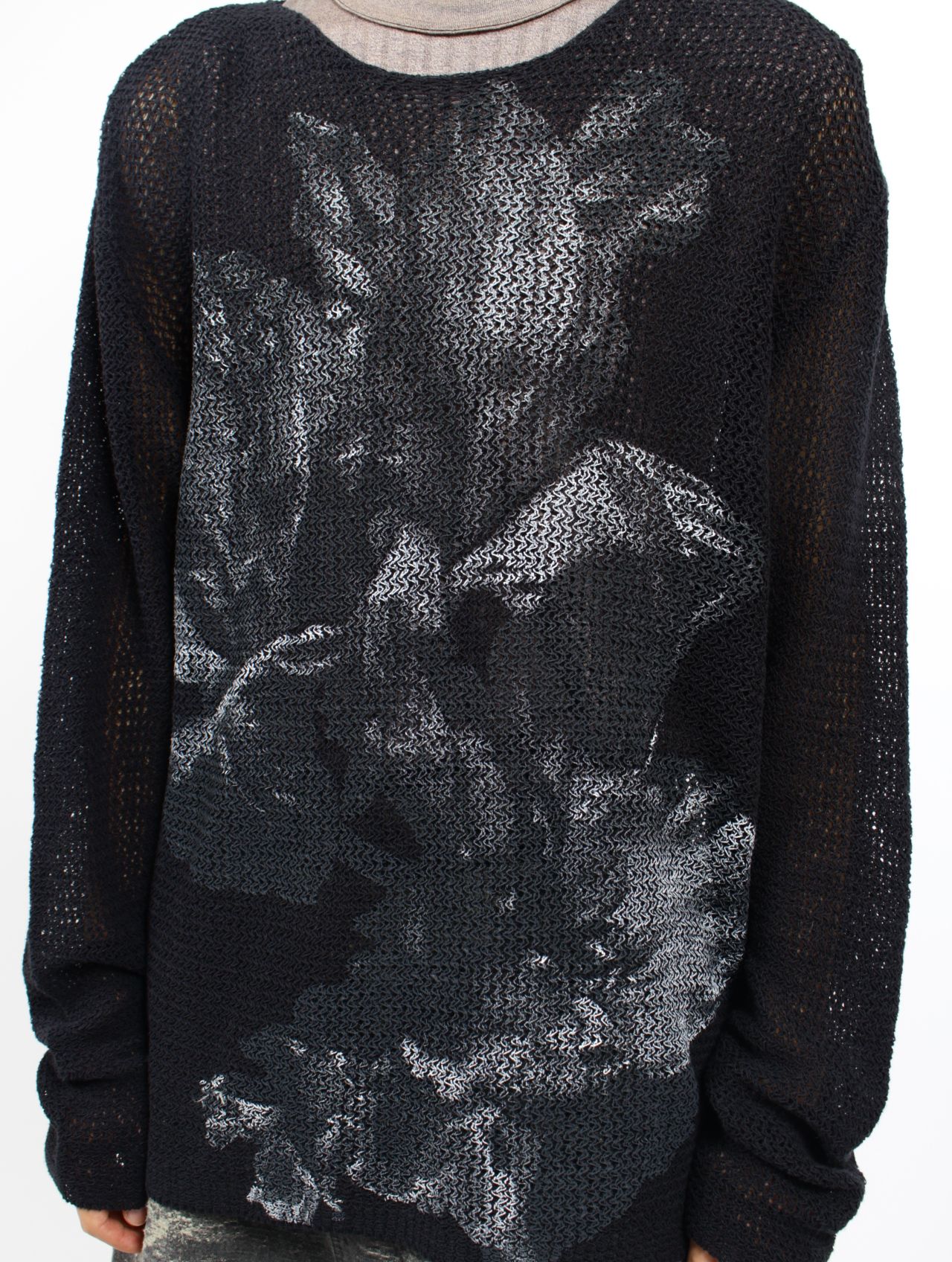 【25AW】フラワープリント ニット / FLOWER PRINT KNIT / ブラック