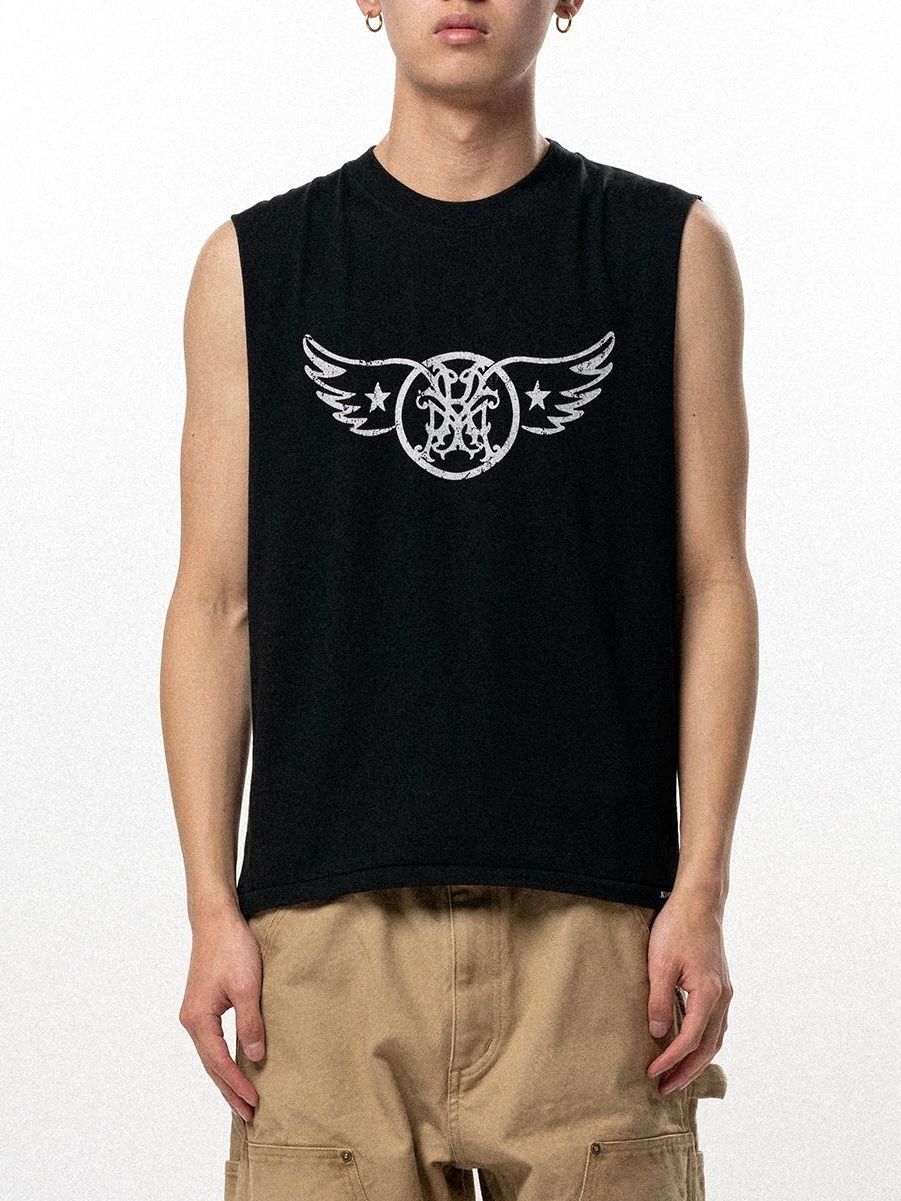 【26SS】"エアロ-カミヤ" スリーブレス Tシャツ ノースリーブ カットソー / "AERO-KMY" SLEVELESS T-SHIRT / ブラック