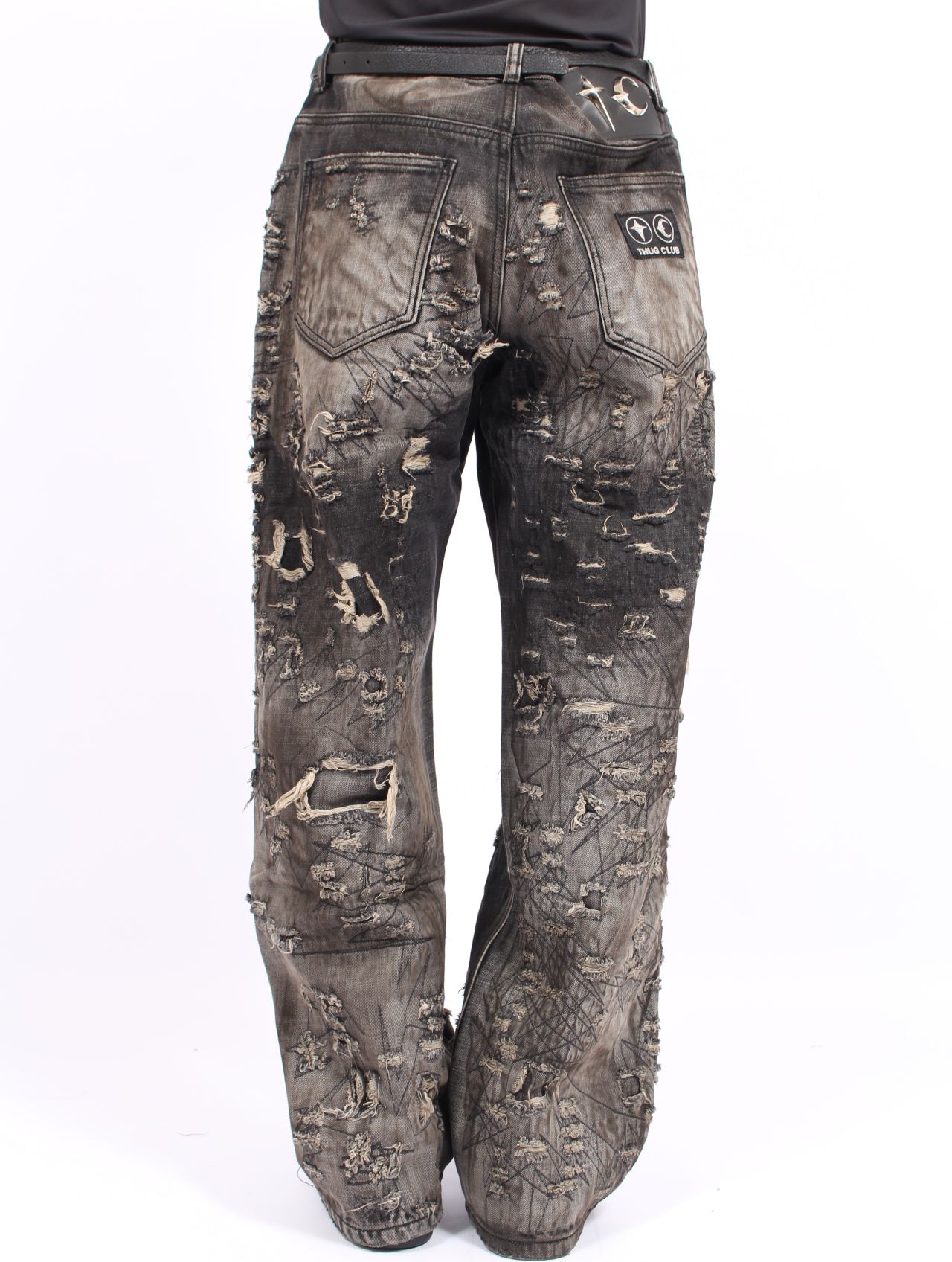 【25AW】ハードウォッシュド ダメージ デニム パンツ / HARD-WASHED DAMAGED DENIM PANTS / ブラック