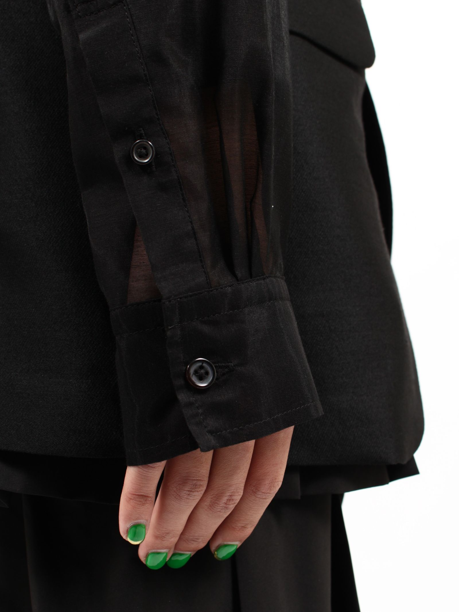 【25SS】スイッチング シアー シャツ テーラード ジャケット / SHIRTS JACKET / ブラック