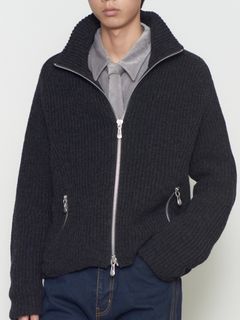 【26AW】ドライバーズ ジップ アップ セーター / DRIVERS ZIP UP SWEATER / BLACK MELANGE(ブラック)