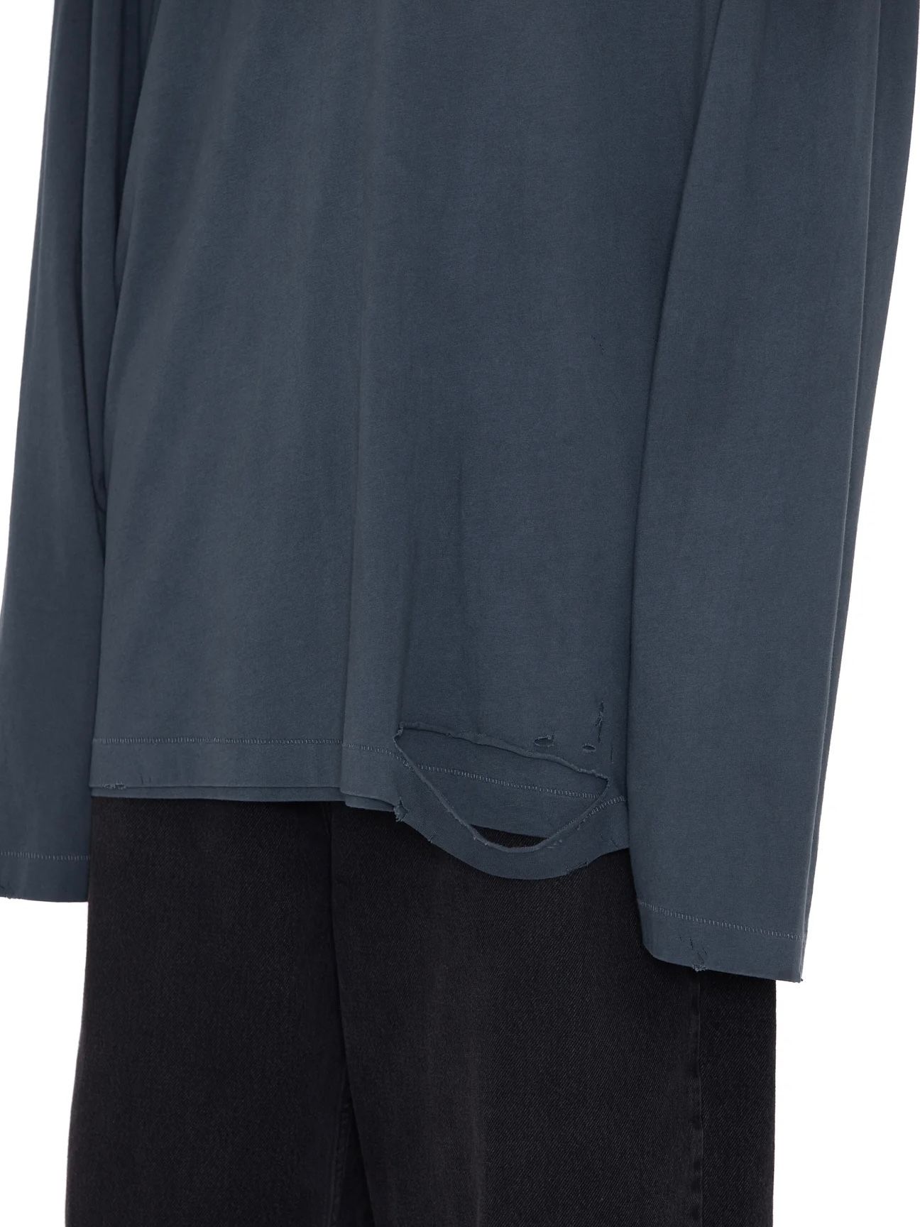 【24AW】ダブル レイヤード ディストロイ Tシャツ / ASH GREY AGING DOUBLE LAYERED DISTROYED TEE / グレー