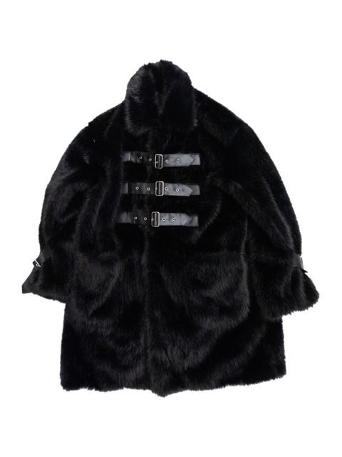【26AW】ベルテッド ケミカル ファー コート フェイクファー / BELTED CHEMICAL FUR COAT / ブラック