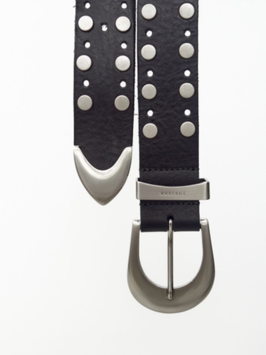 4cm幅 スタッズド レザー ベルト / 4C STUDDED LEATHER BELT / ブラック