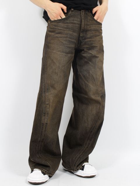 【25AW】3D ツイステッド ワイド レッグ ジーンズ デニム パンツ/ 3D TWISTED WIDE LEG JEANS / MUD FADED BLACK(ブラック)