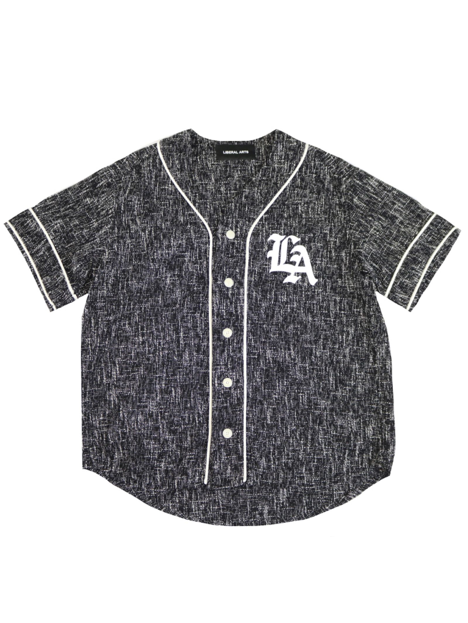 Liberal Arts - 【22AW】ツイード LAロゴ ベースボールシャツ / TWEED BASEBALL SHIRT / ブラック |  STORY