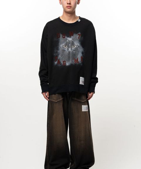 【26AW】キャット プリンテッド スウェット プルオーバー / CAT PRINTED SWEAT PO / ブラック