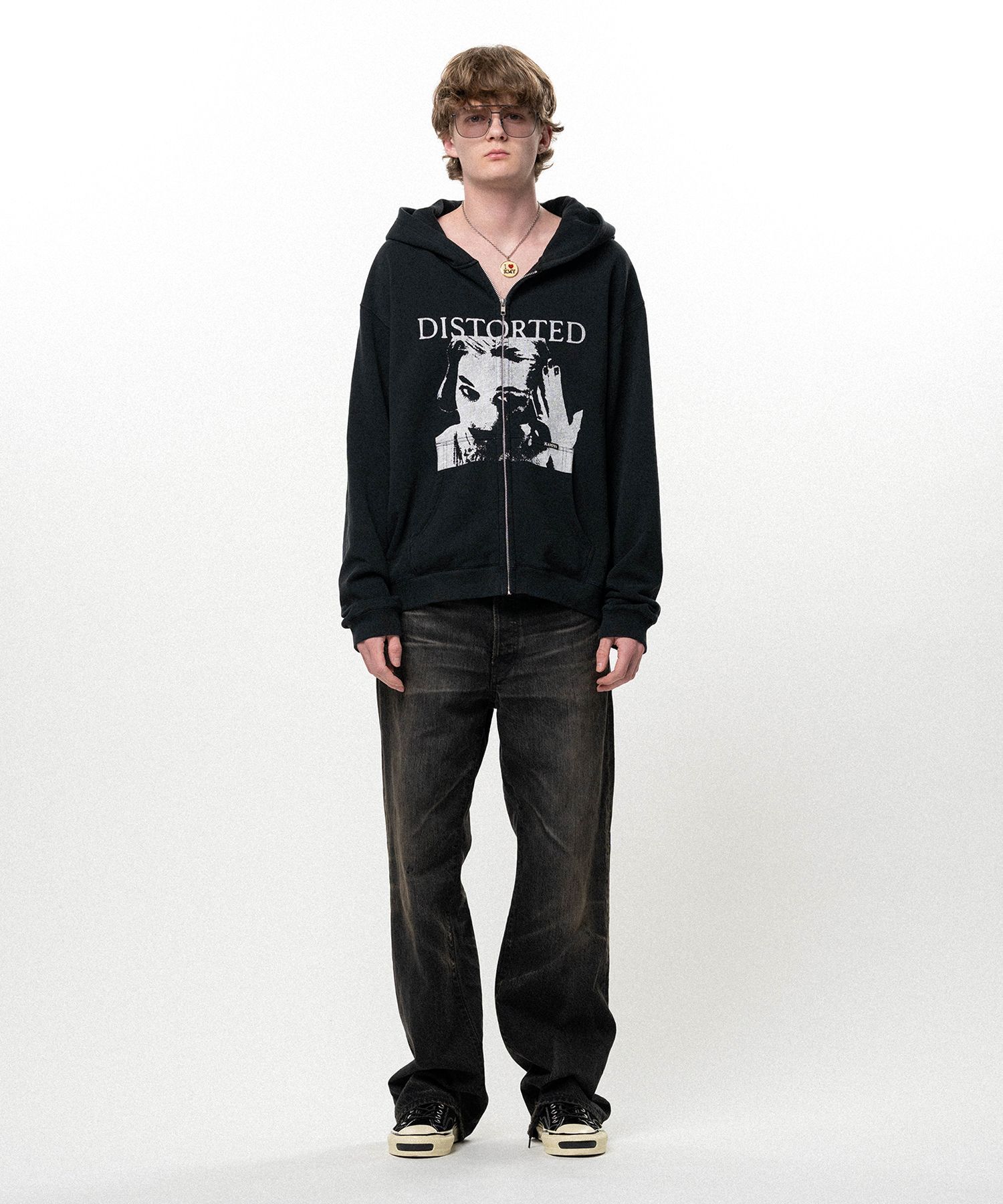 【26AW】ディストーテッド・ガール・ジップアップ・フーディ /"DISTORTED Girl" Zip-up Hoodie /ブラック