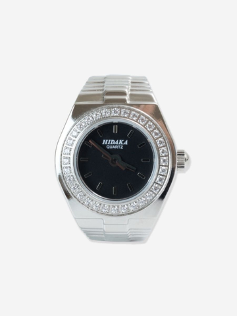 ヘイロー・リング・ウォッチ 時計リング / HALO RING WATCH / ブラック×シルバー