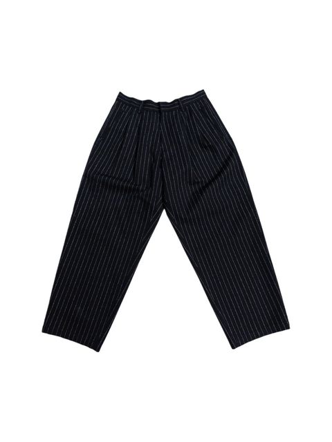 【26AW】シルバー ストライプ ウール スーパー ワイド カウボーイ トラウザーズ / SILVER STRIPE WOOL SUPER WIDE COWBOY TROUSERS / ブラック