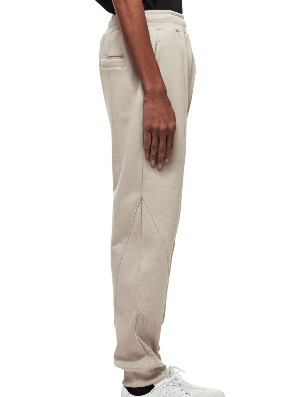 パネルロゴ ライン パンツ / COTTON LOOP BACK CEMENT CONTOUR LINE PANEL PANTS / ベージュ × シルバー
