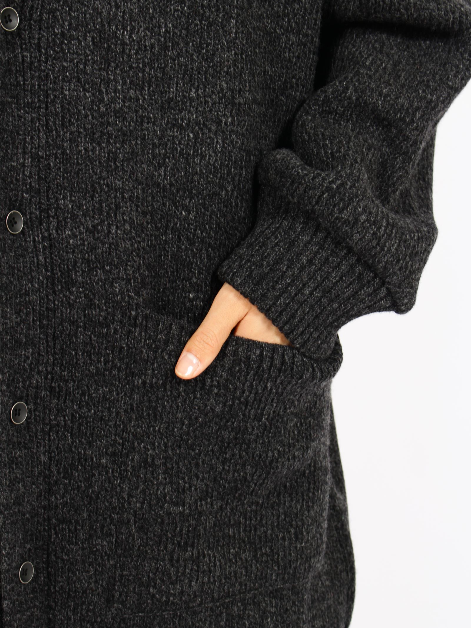 【26AW】ラムウール ヘビー ロング カーディガン / RAM WOOL HEAVY LONG CARDIGAN .16 / チャコール