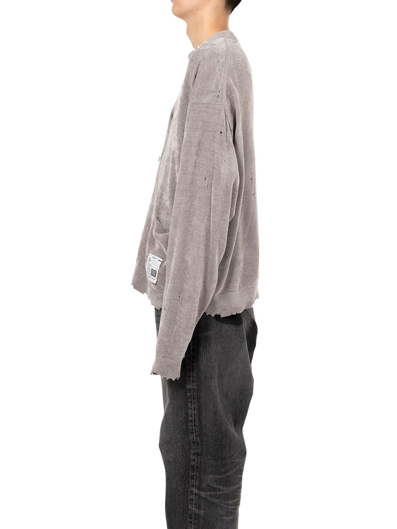【25AW】ディストレスド ニット カーディガン / DISTRESSED KNIT CD / グレー