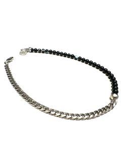 【取り寄せ・受注生産】 ハーフ 数珠 ジュズ ネックレス / HALF JUZU NECKLACE / シルバー × ブラック