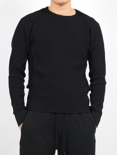 ワッフル サーマル ロングスリーブ 長袖 Tシャツ / WAFFLE THERMAL LONG SLEEVE T-SHIRT / BLACK(ブラック)