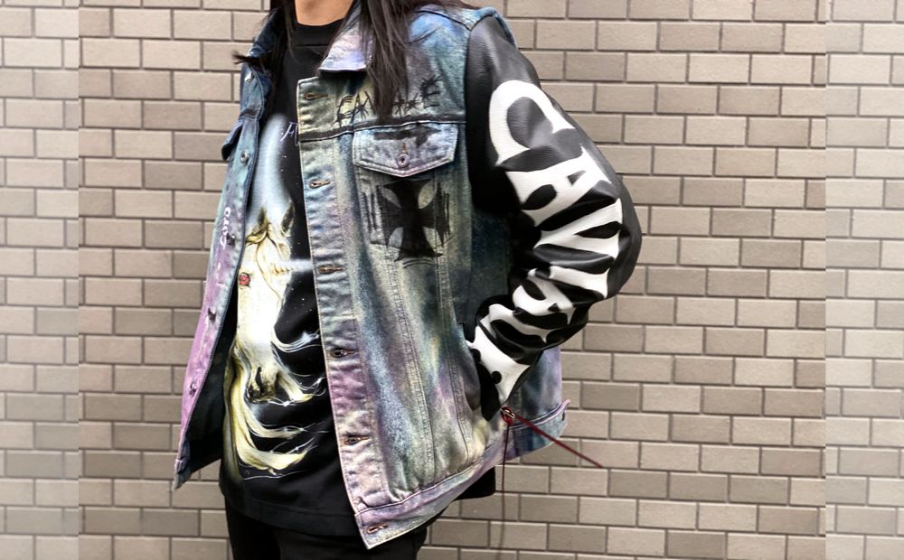 "UVERworld TAKUYA∞さん着用"【CVIALE】袖レザーデニムジャケット