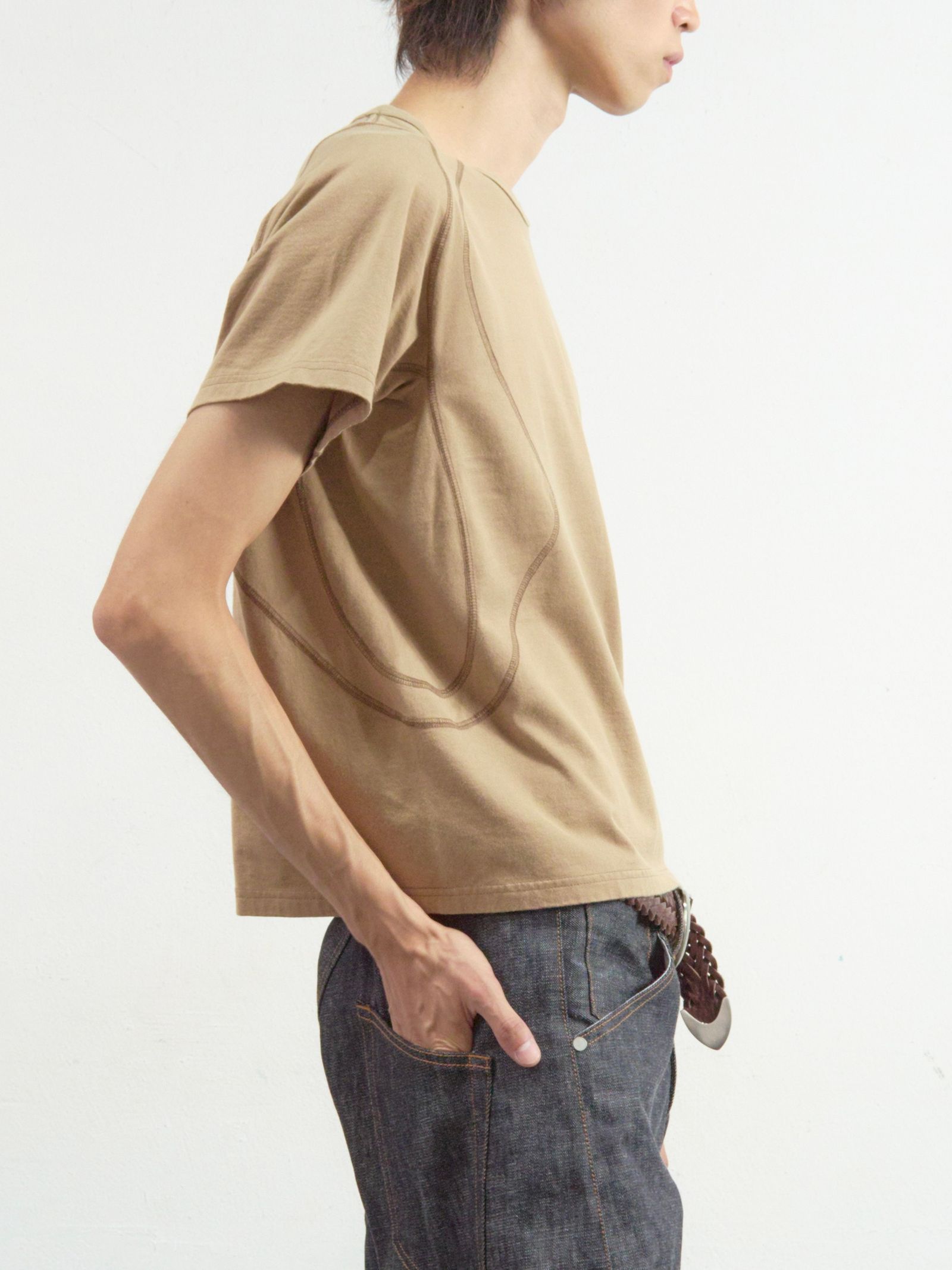 【26SS】 パネルド ハーフスリーブ Tシャツ / PANELLED HALF SLEEVE T-SHIRT / BEIGE (ベージュ)