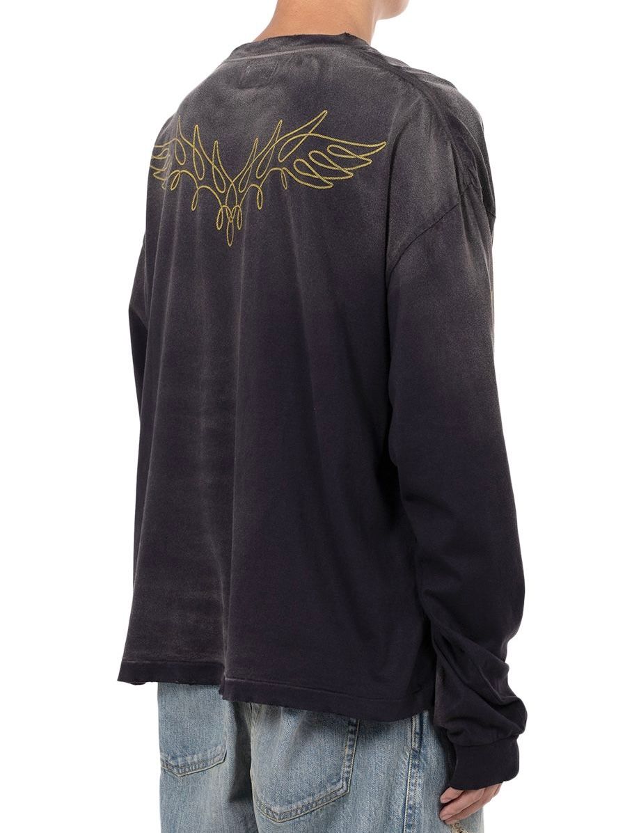 【24AW】ロープ ブリーチド ロングスリーブ Tシャツ / "ROPE" BREACHED L/S TEE / ブラック