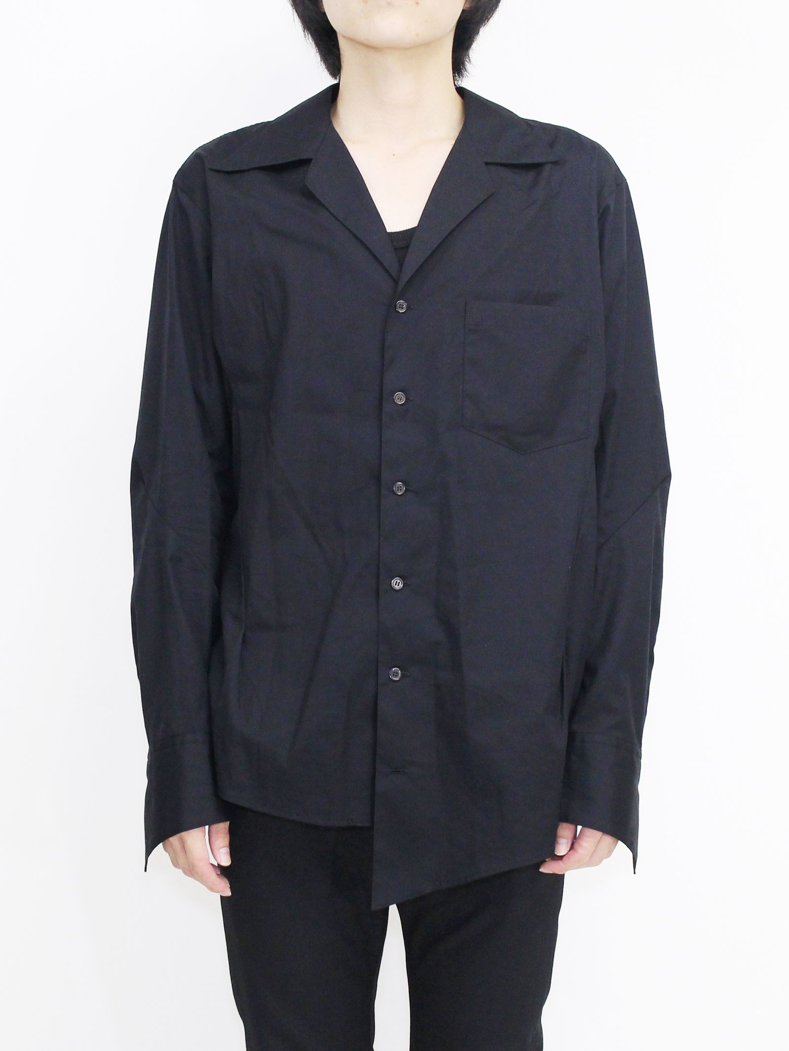 sulvam - オープンカラーシャツ / Broad open collar shirt / ブラック