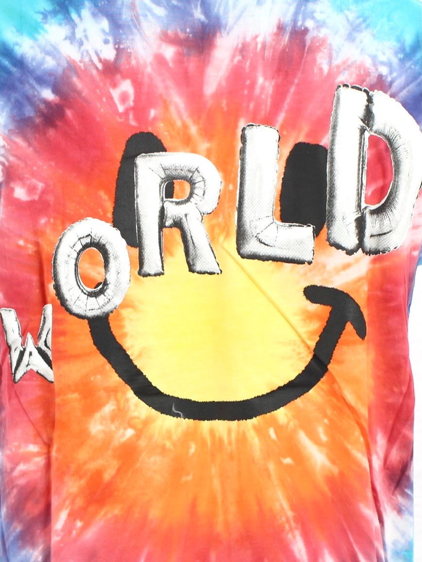 バックプリントワールドスマイル タイダイTシャツ / TRAVIS SCOTT ASTROWORLD SMILY TEE / グリーン × マルチカラー