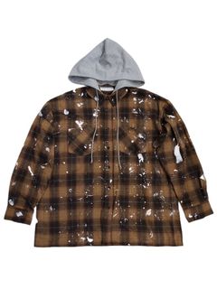 【25SS】ティーネージ フード フランネル シャツ / TEENAGE HOODED FLANNEL SHIRT / ブラウン
