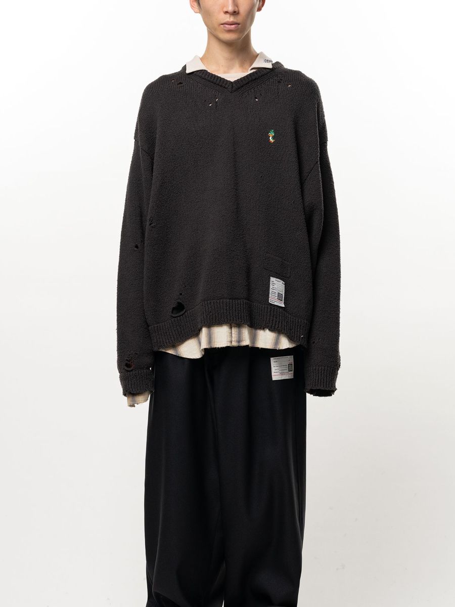 トリプル レイヤード カラード ニット セーター / TRIPLE LAYERED COLLARED KNIT SWEATER / ブラック