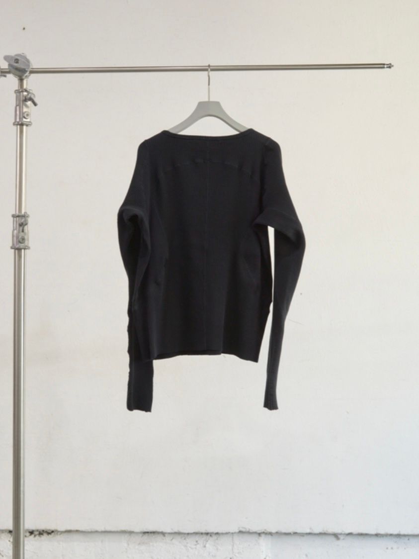 【26SS】 パネルド リブ ロングスリーブ 長袖 Tシャツ / PANELLED RIBBED LONG SLEEVE T-SHIRT / BLACK (ブラック)