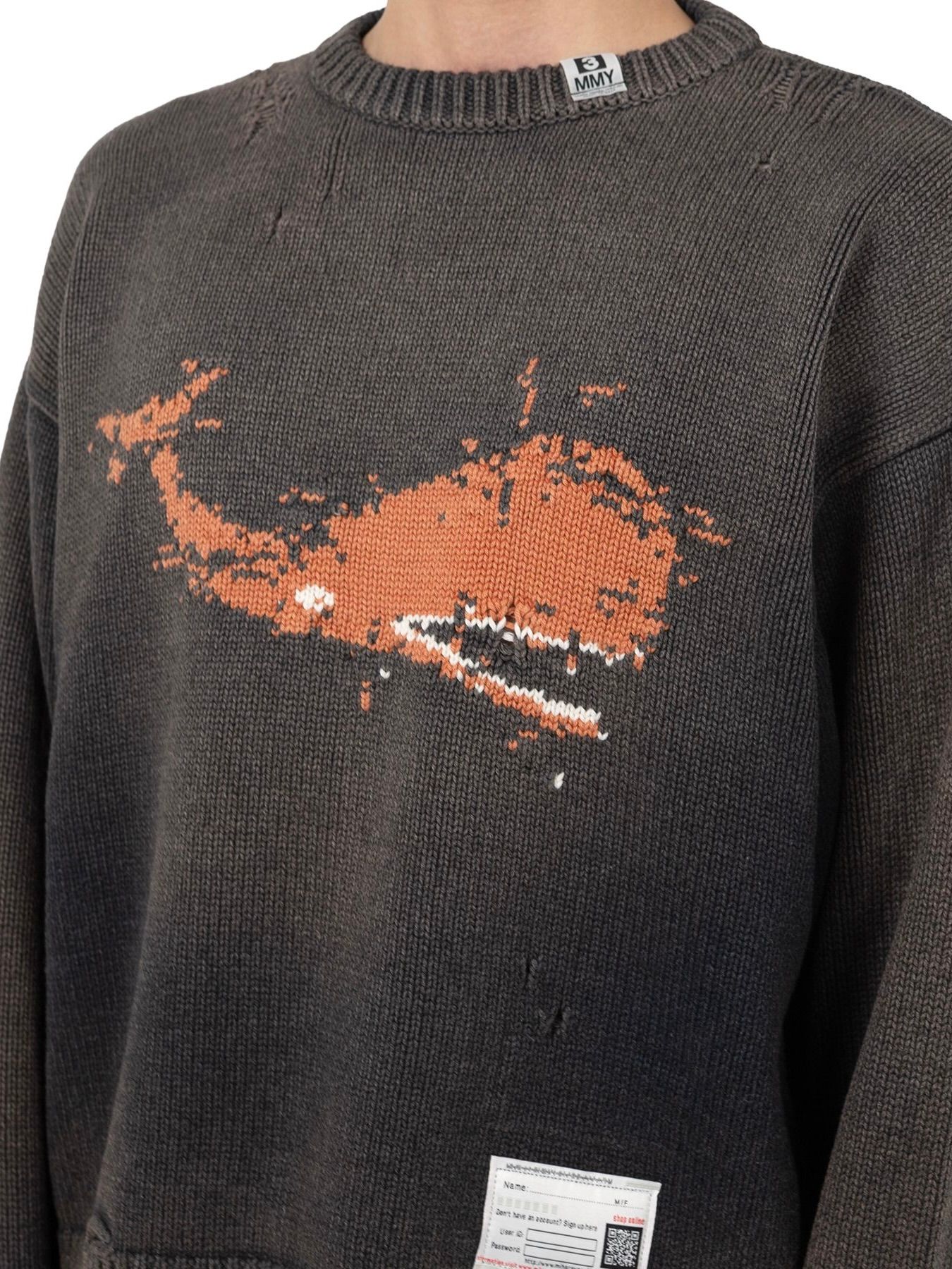 【25AW】クジラ ジャガード ニット セーター / WHALE JACQUARD KNIT PULLOVER / ブラック