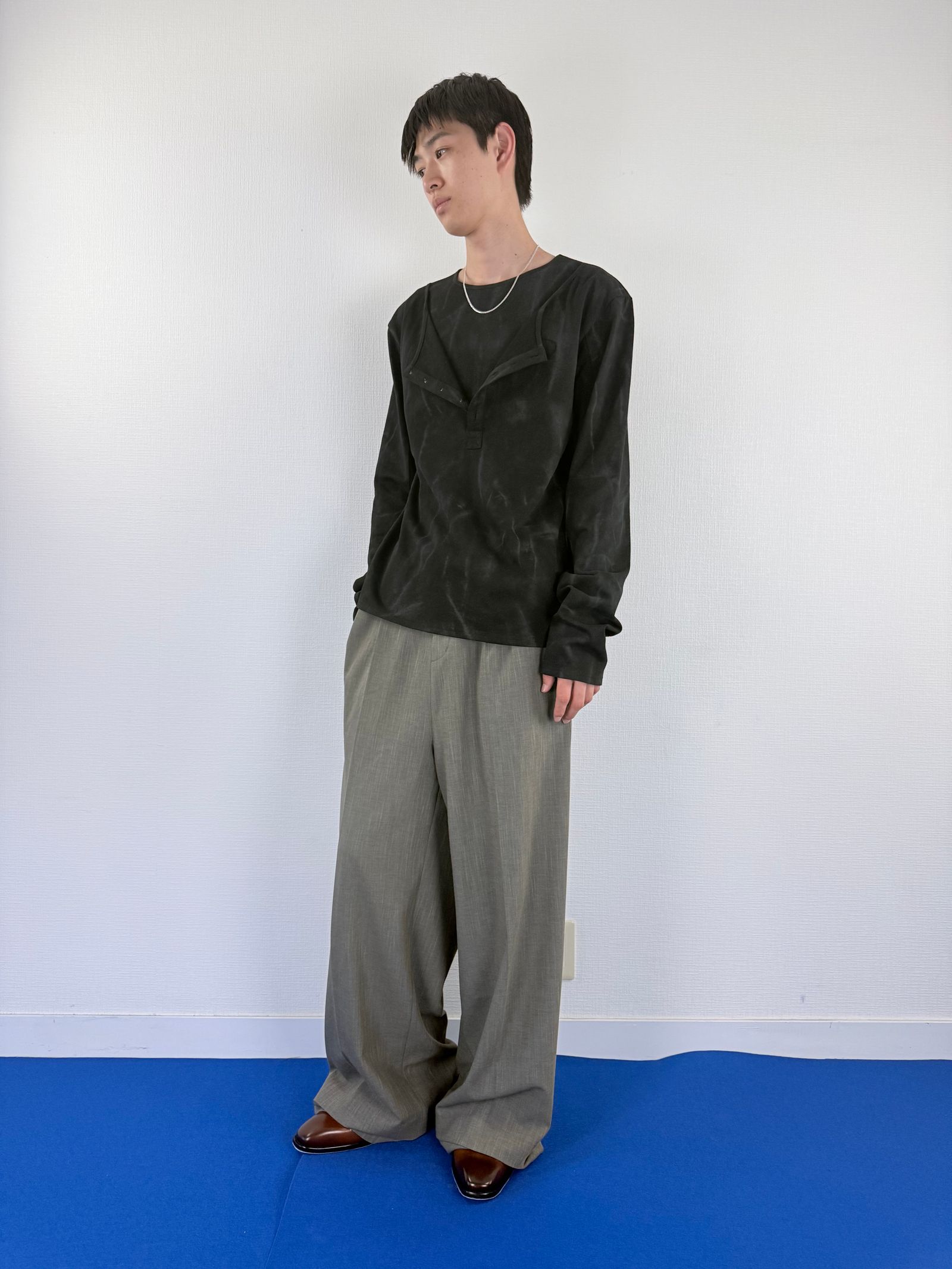 【26SS】 レイヤード ヘンリー ロング スリーブ カットソー / LAYERED HENLY LONG SLEEVES / ブラック