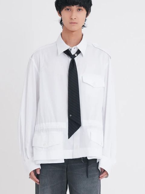 【26AW】 ネクタイ / NOT-TIE "STRIPE＂/ ブラック×ホワイト