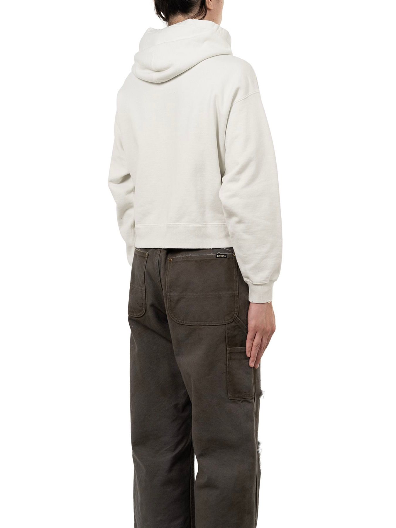 【25AW】ローズ ディストレスド ジップ ショート パーカー / "ROSE"DISTRESSED ZIP SHORT HOODIE / ホワイト
