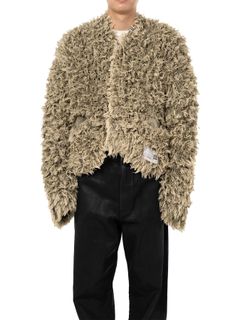 【25AW】ブリーチ シャギー ニット カーディガン / BLEACHED SHAGGY KNIT CD / カーキ