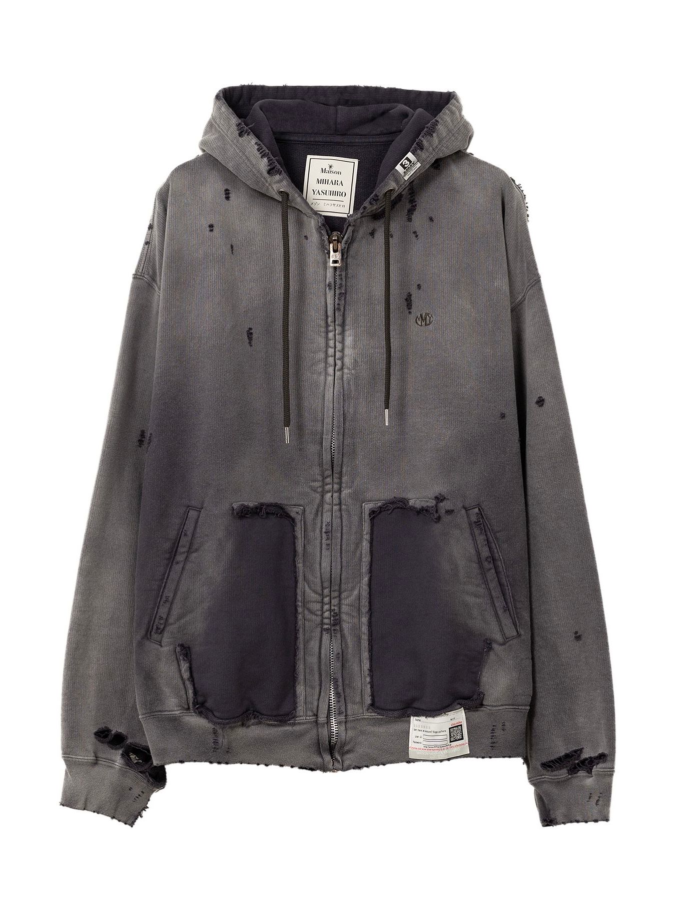 Maison MIHARA YASUHIRO - 【24AW】サンフェーデッド ダメージ パーカー / SUN FADED PARKA / ブラック  | STORY