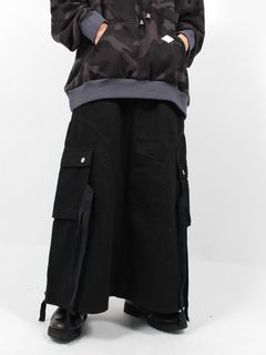 【24AW】スイッチング デニム カーゴ スカート / SWITCHING DENIM CARGO SKIRT / ブラック