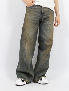 【25AW】3D ツイステッド ワイド レッグ ジーンズ デニム パンツ / 3D TWISTED WIDE LEG JEANS / MUD FADED INDIGO(インディゴ)